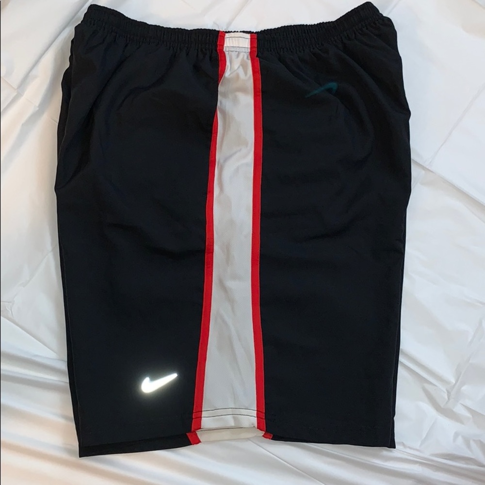 Nike Mens Running Shorts XXL Black Red/White Strip - Picture 2 of 5